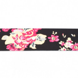 Elastiek Flowers Black 4cm