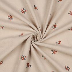 Babycord Flowers Beige Sand